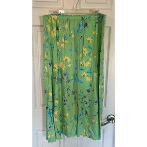 Vintage 90's Brownstone Studio Floral Maxi Length Pull On Skirt 1X Fairy Stretch